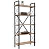 Dmora - Libreria Martone, Scaffale da ufficio, Mobile portalibri, Biblioteca, 90x34 h180 cm, Quercia e Nero