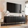 Dmora Mobile Porta tv Frassino 42x150.5x60h cm Nero un Ripiano 3 Vani, 3 Ante