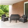 Dmora Set Salotto da Esterno Gallicchio Grigio Antracite 4 Posti Un Tavolino, Salottino Outdoor Cuscini Inclusi Made in Italy