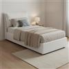 Talamo Italia - Letto singolo Zusanne, Letto contenitore con rivestimento in tessuto, 100% Made in Italy, Apertura frontale, adatto per materasso Cm 90x190, Bianco