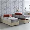 Dmora Letto Singolo Laura, Letto Contenitore con Rivestimento in Tessuto, 100% Made in Italy, Apertura Frontale, Adatto per Materasso Cm 90x200, Beige