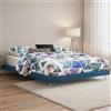 Talamo Italia - Letto matrimoniale Isabella, Letto fisso in tessuto con piedini, 100% Made in Italy, adatto per materasso Cm 160x190, Blu