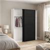 Dmora Guardaroba 2 Ante Christa, Mobile Camera da Letto, Cabina Armadio portabiti, Armadio Appendiabiti, 182x62 h220 cm, Nero e Bianco
