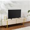 Dmora - Mobile porta TV Gussola, Credenza da soggiorno, Armadio basso per TV, Base parete attrezzata, 180x30 h50 cm, Beige e Oro
