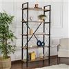 Dmora - Libreria Martone, Scaffale da ufficio, Mobile portalibri, Biblioteca, 90x34 h180 cm, Noce e Nero