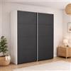 Dmora Guardaroba 2 Ante Emeraude, Mobile Camera da Letto, Cabina Armadio portabiti, Armadio Appendiabiti, 182x61 h220 cm, Bianco e Nero