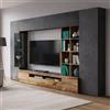 Dmora Parete Attrezzata Ocean 40x290x192h cm Grigio Ardesia 20 Ripiani 6 Ante, Apertura Battente e a Ribalta Made in Italy