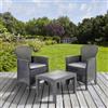Dmora - Set salotto da esterno Foggia, Composizione da giardino con 2 poltrone ed 1 tavolino, Salottino effetto rattan con cuscini, 100% Made in Italy, Antracite