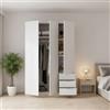 Dmora - Guardaroba 3 ante Cimone, Mobile appendiabiti per camera da letto, Armadio 3 cassetti, 121x52h184 cm, Bianco e Rovere
