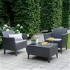 Dmora Set Salotto da Esterno Centola Nero Antracite 2 Posti Un Tavolino, Salottino Outdoor
