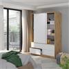 Dmora Guardaroba 2 Ante Pittsfield 60x200h cm Marrone Rovere Nodi Appendiabiti 2 Ripiani, Armadio Camera da Letto 4 Cassetti