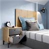 Dmora - Testiera letto Colombine con comodino, 99x3h61 cm, Rovere e Antracite