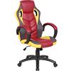Dmora - Sedia da Gaming Caloundra, Poltrona da Gaming Adulto, Sedia da scrivania, Cm 66x61h104/114, Rosso e Giallo