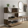 Dmora - Scarpiera Baten, Mobile portascarpe, Armadio da ingresso multiuso, Mobiletto per calzature, 90x30h93 cm, Bianco e Noce