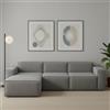 Talamo Italia - Divano fisso con penisola Jessica, Divano componibile con penisola sinistra, Sofà moderno in tessuto, 100% Made in Italy, Cm 300x170h70, Grigio