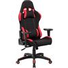 Dmora - Sedia da Gaming Bundaberg, Poltrona da Gaming Adulto, Sedia da scrivania, Cm 57x72h124/134, Nero e Rosso