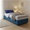 Talamo Italia Letto Singolo Asia, Letto Contenitore con Rivestimento in Tessuto, 100% Made in Italy, Apertura Frontale, Adatto per Materasso Cm 80x190, Blu