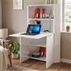 Dmora - Scrivania Gianmaria, Mobile multiuso con scaffali e piano da lavoro, Tavolo multiuso per ufficio, Scrivania salvaspazio multiposizione, 100% Made in Italy, cm 70x57h140, Bianco lucido