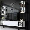 Dmora - Mobile porta TV Ananke, Credenza da soggiorno, Armadio basso per TV, Base parete attrezzata, 180x30h48 cm, Bianco e Nero