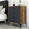 Dmora - Cassettiera Aether, Settimino multiuso, Comò camera da letto, Mobile con cassetti, 76x40h91 cm, Noce e Antracite