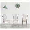 Dmora Castellod, Sedia Moderna con fondello in Ecopelle, Struttura in Metallo Cromato, Ideale per Sala da Pranzo, Cucina o Salotto, Cm 54x45h95, Bianco