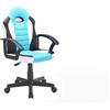 Dmora - Sedia da Gaming Hervey, Poltrona da Gaming Ragazzo, Sedia da scrivania, Cm 56x55h89/100, Azzurro e Bianco