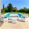 Dmora Set Salotto da Esterno Barile Bianco 4 Posti Un Tavolino, Salottino Outdoor Cuscini Inclusi Made in Italy
