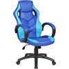 Dmora - Sedia da Gaming Caloundra, Poltrona da Gaming Adulto, Sedia da scrivania, Cm 66x61h104/114, Blu e Azzurro