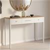 Dmora - Consolle Demo, Tavolo multiuso, Mobiletto d'appoggio, Scrivania da corridoio, 107x37 h80 cm, Bianco e Marrone
