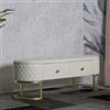 Dmora - Panca Xingu, Panchina multiuso, Seduta per ospiti, Cassapanca multifunzione, 120 x 40 h43 cm, Bianco e Oro