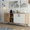 Dmora - Credenza Menkalinan, Buffet da Soggiorno, Madia da Salotto, Dispensa da Cucina, 180x45 h80 cm, Quercia e Bianco