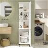 Dmora - Armadio Multiuso 1 Anta Novaris, Mobile Multifunzionale, Mobiletto scarpiera, Guardaroba Porta Scarpe, 45x36 h174 cm, Bianco