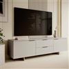 Dmora Mobile Porta tv Cislago 41.5x180x55h cm Beige un Ripiano 2 Cassetti, 2 Vani