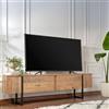 Dmora - Mobile porta TV Gussola, Credenza da soggiorno, Armadio basso per TV, Base parete attrezzata, 180x30 h50 cm, Pino e Nero