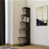 Dmora - Libreria Mizar, Scaffale da ufficio, Mobile portalibri, Biblioteca, 50x22h150 cm, Antracite e Nero