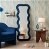Dmora - Specchio Virago, Specchiera, Articolo d'arredo a muro, Decorazione con specchio, 60 x 6 h160 cm, Blu
