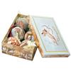 Dmora - Box 6 sfere natalizie, Ornamenti fantasia putti, Set assortimento palline di Natale, Scatola set albero di Natale, Diametro 7,5 cm, colore Blu