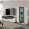 Dmora Parete Attrezzata Maja 45x280x120h cm Bianco Cemento Modulabile 7 Ripiani, 5 Ante Made in Italy