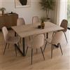 Dmora - Set di 6 sedie Pismo, Poltrona Rivestita in Velluto, Sedia da Pranzo Imbottita, Seduta per riunioni, 45x56h87 cm, Grigio Tortora