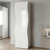 Dmora - Armadio multiuso 1 anta Lorenzo, Porta scarpe 1 ripiano, Mobile multifunzione, 100% Made in Italy, cm 63x40h187, Bianco lucido