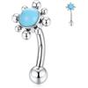 AROWRO Piercing per ombelico in titanio turchese con filettatura interna, 14 G, 8-12 mm