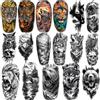 Metuu 77 fogli di tatuaggi temporanei per adulti e bambini, impermeabili, tatuaggi finti, 17 grandi e 60 piccoli adesivi per tatuaggi neri, disegni di animali della foresta con leone, tigre, lupo