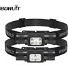 BORUiT HP340/HP350 Lampada frontale a LED Tipo-C Ricaricabile Potente faro Impermeabile da campeggio Pesca Torcia frontale Lanterna di emergenza