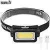 BORUIT faro ad alta luce COB proiettore 5 modalità luce tipo-C ricaricabile 18650 torcia frontale impermeabile pesca campeggio luce