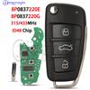Jingyuqin Telecomando Auto a 3 Pulsanti 8P0837220E/G 315/433MHz Chip ID48 per Audi A3 S3 S4 TT A4 A6 A8 NBG009272T 2674A-009272T