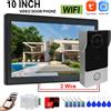 AJXML Sistema di campanello video wireless Wifi a 2 fili, telecamera per porta citofono 1080P, touch screen da 10 pollici, videocitofono Scheda SD da 32 GB