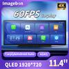 Imagebon H70Plus 11.4″ 4K ADAS 60FPS Dash Cam con schermo In-Cell, CarPlay wireless e Android Auto, doppia registrazione, visione notturna, DVR per auto