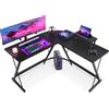 Coleshome Scrivania Gaming a Forma di L, Scrivania d'Angolo Stabile, Montaggio Semplice, per Soggiorno e Studio, 127×127 cm, Nero