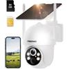 NONE FOSSENXE Telecamera di Sicurezza Esterna Wireless 4G LTE, Telecamera 2K 4MP Alimentata a Energia Solare con Scheda SIM e Scheda di Memoria da 64GB, Visione Notturna, Tracciamento Automatico, IP66