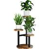 Bamworld supporto per fiori in legno, scaffale per piante, supporto per fiori da interno, piccolo supporto per fiori in metallo, adatto per patio, giardino, balcone, soggiorno e camera da letto, a tre